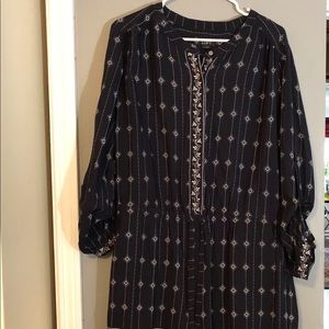 LOFT Navy Blue and White long sleeved romper